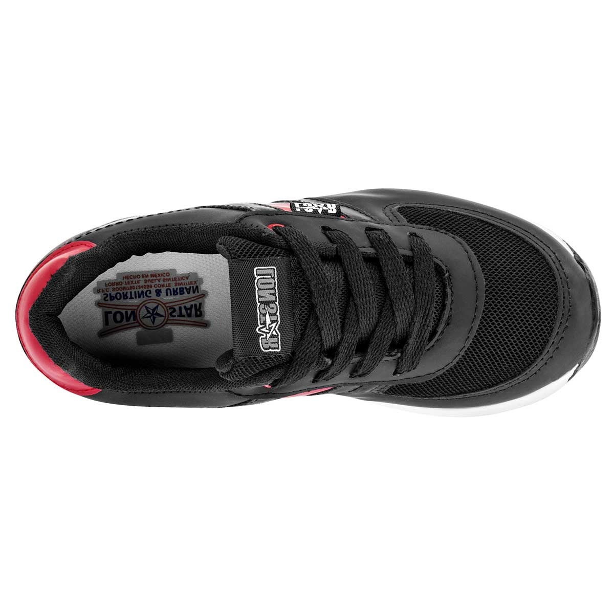 Tenis Exterior Sintético Color Negro Con Rojo Para Niño De Celex