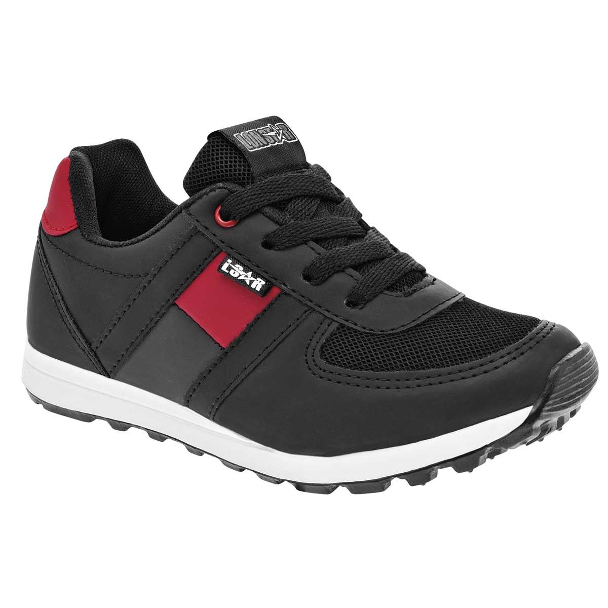 Tenis Exterior Sintético Color Negro Con Rojo Para Niño De Celex