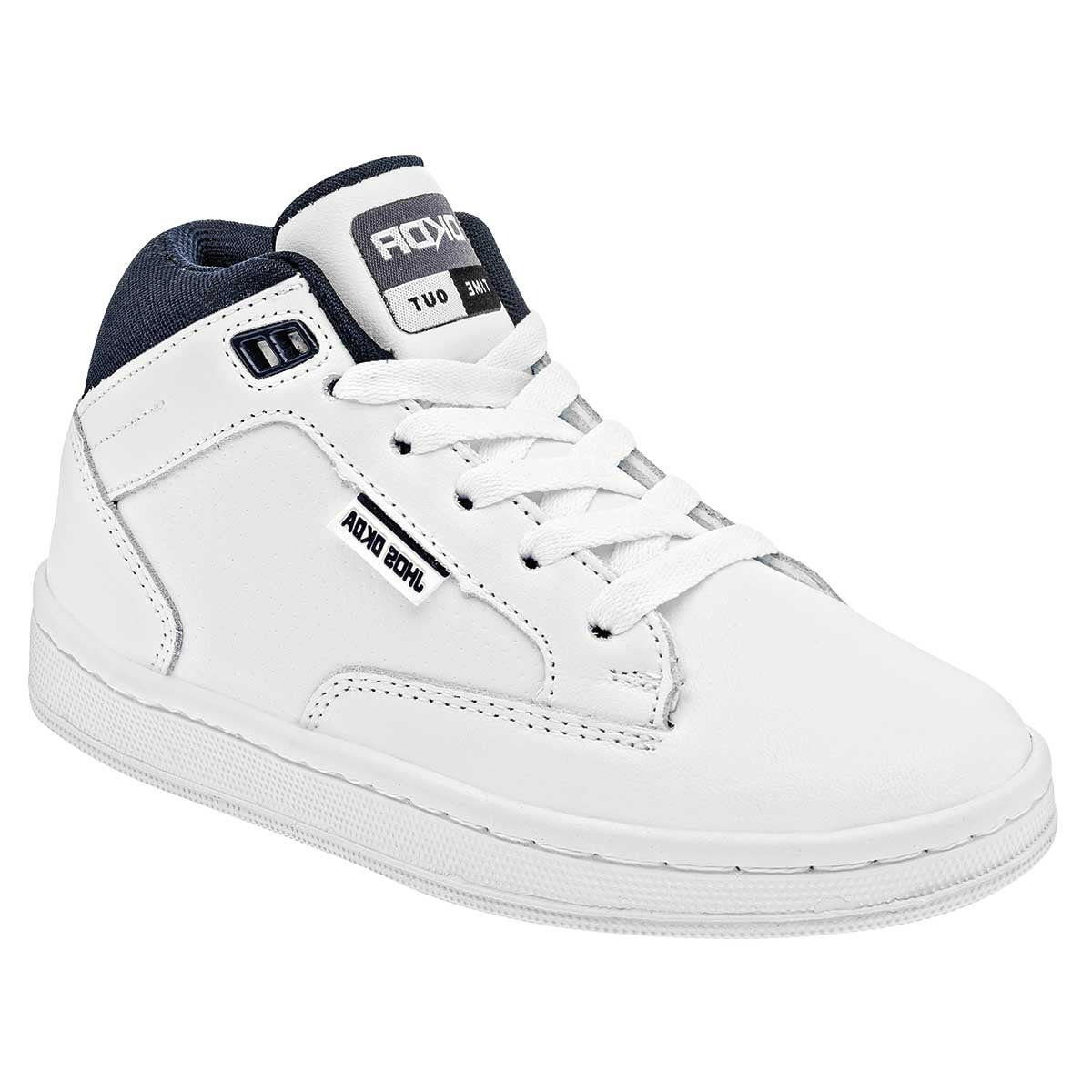 Tenis Exterior Sintético Color Blanco Con Marino Para Niño De Jhos Dkda