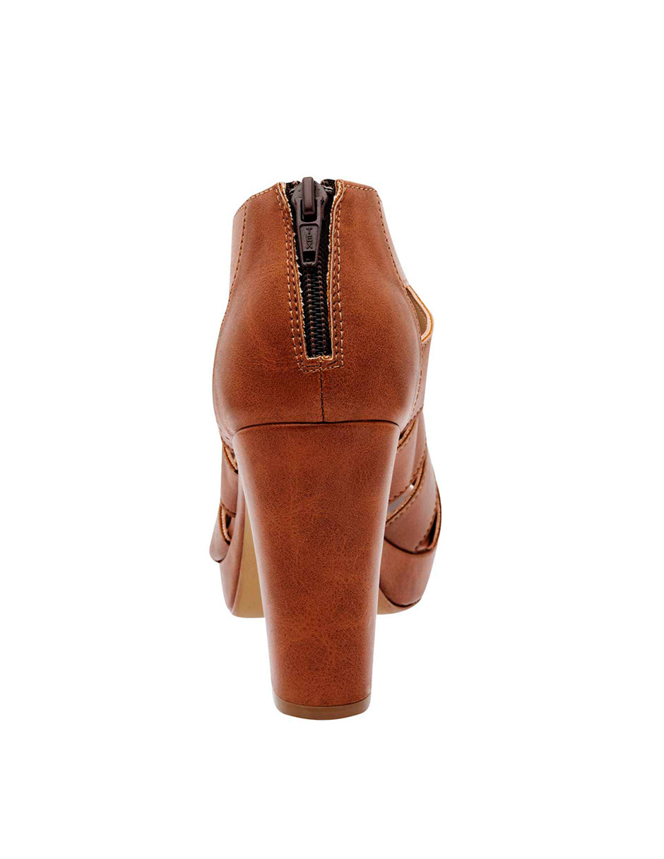 Sandalia con tacón Exterior Sintético Color Camel Para Mujer De RBCOLLECTION