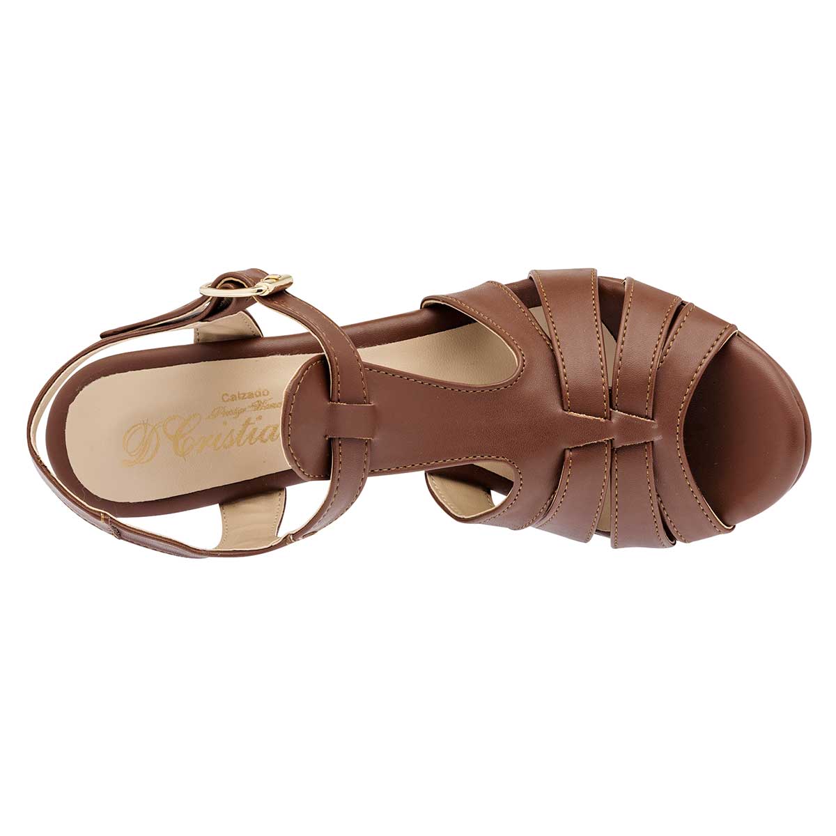 Sandalias con tacón Exterior Sintético Color Camel Para Mujer De D'Cristian