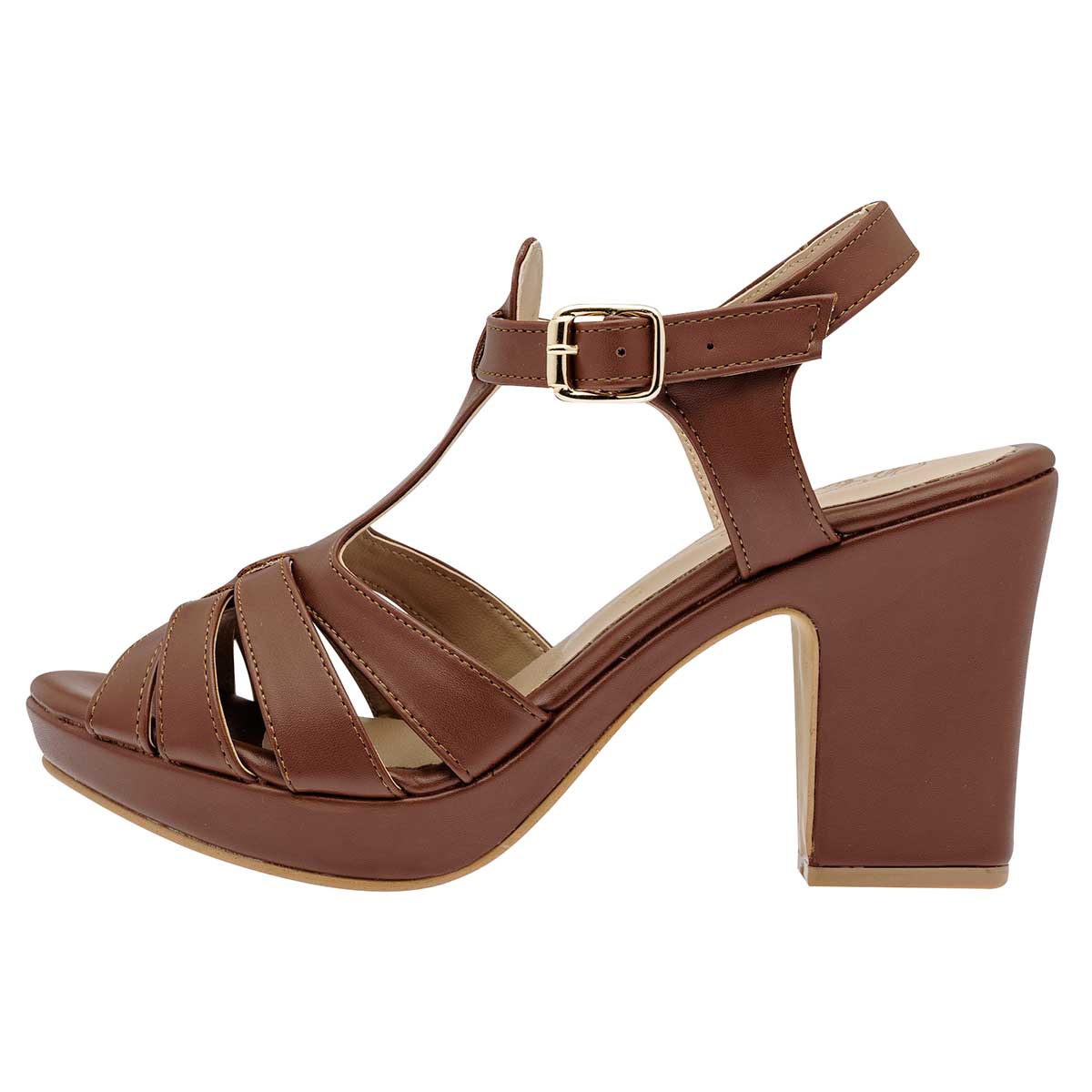 Sandalias con tacón Exterior Sintético Color Camel Para Mujer De D'Cristian