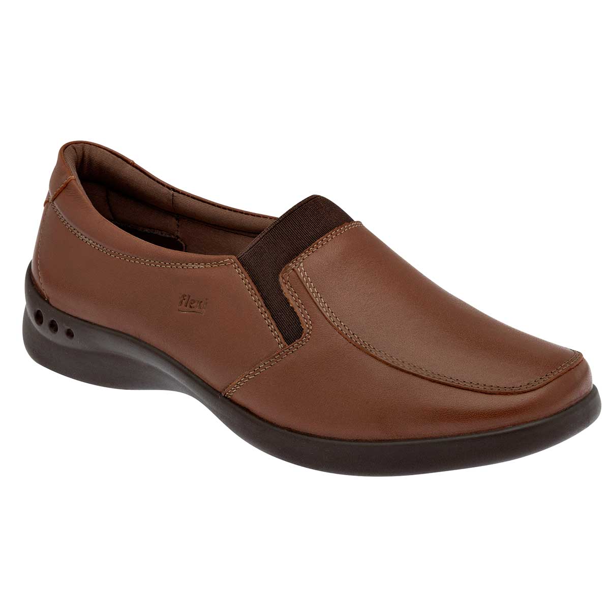 Zapatos confort y diabético Exterior Piel Color Camel Con Café Para Mujer De Flexi