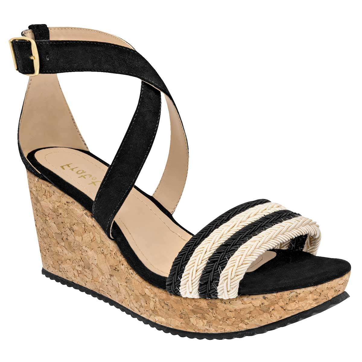 Sandalias Exterior Textil Color Negro Para Mujer De RBCOLLECTION