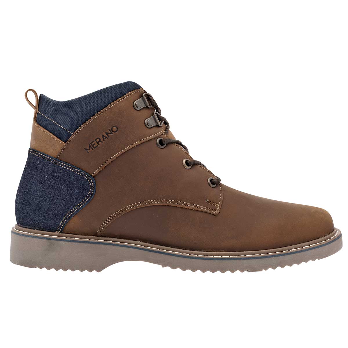 Botas casuales Exterior Piel Color Café Con Marino Para Hombre De Merano