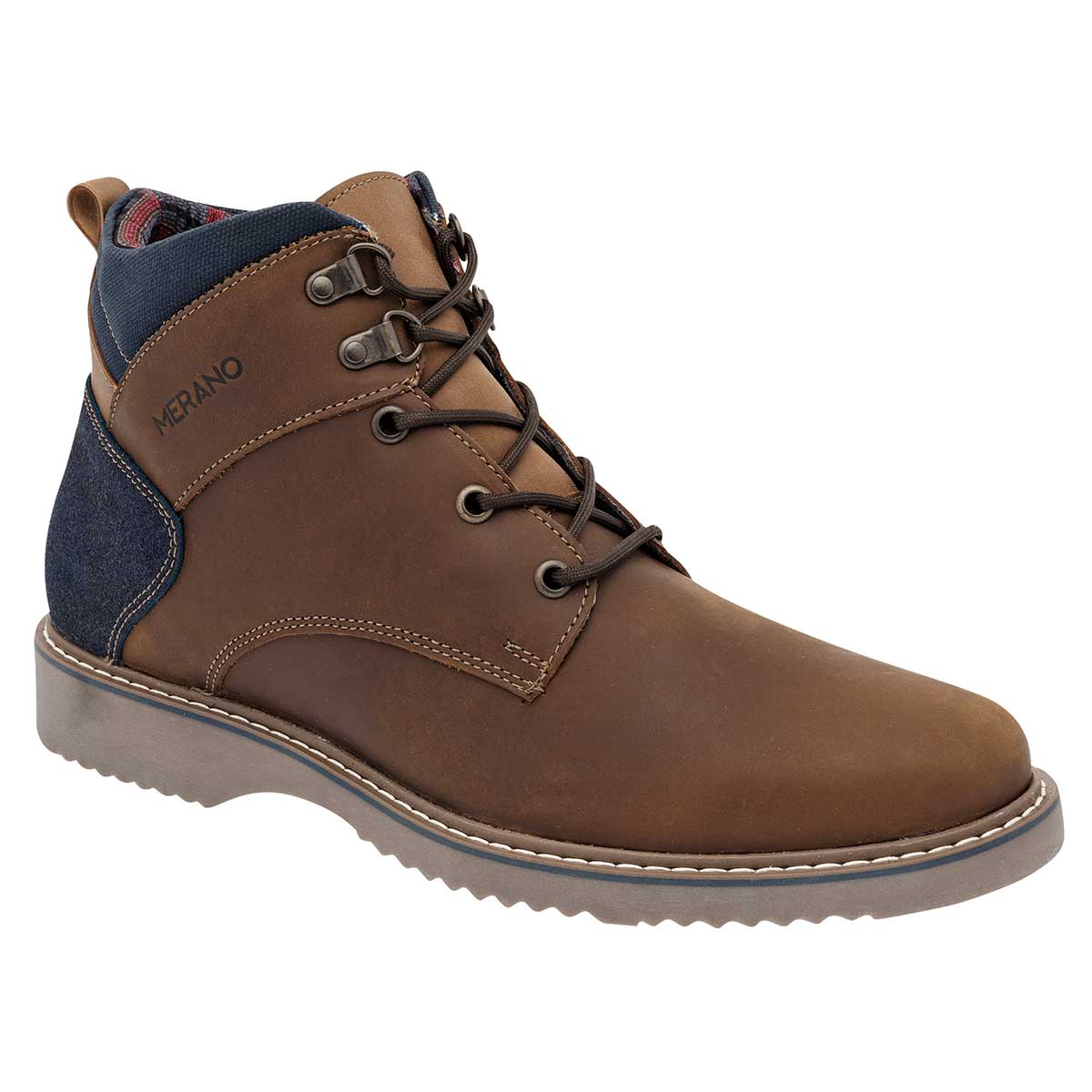 Botas casuales Exterior Piel Color Café Con Marino Para Hombre De Merano