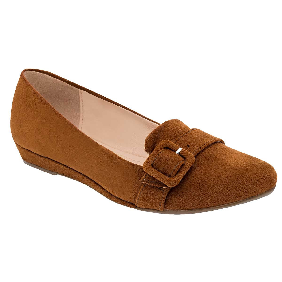 Flats Exterior Textil Color Camel Para Mujer De Rumores