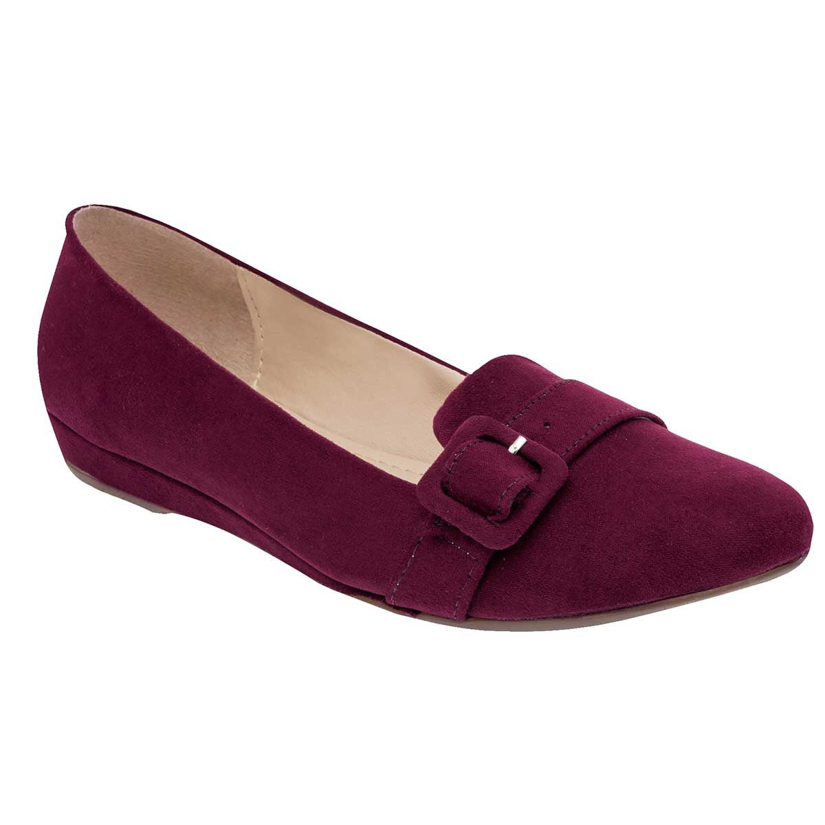 Flats Exterior Textil Color Vino Para Mujer De Rumores